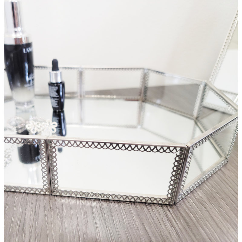 Plateau de coiffeuse Leland, H 2 po x l 12 po x P 8 po, Argent