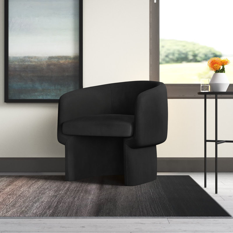 Fauteuil demi-tonneau l 27,5 po, Velours noir