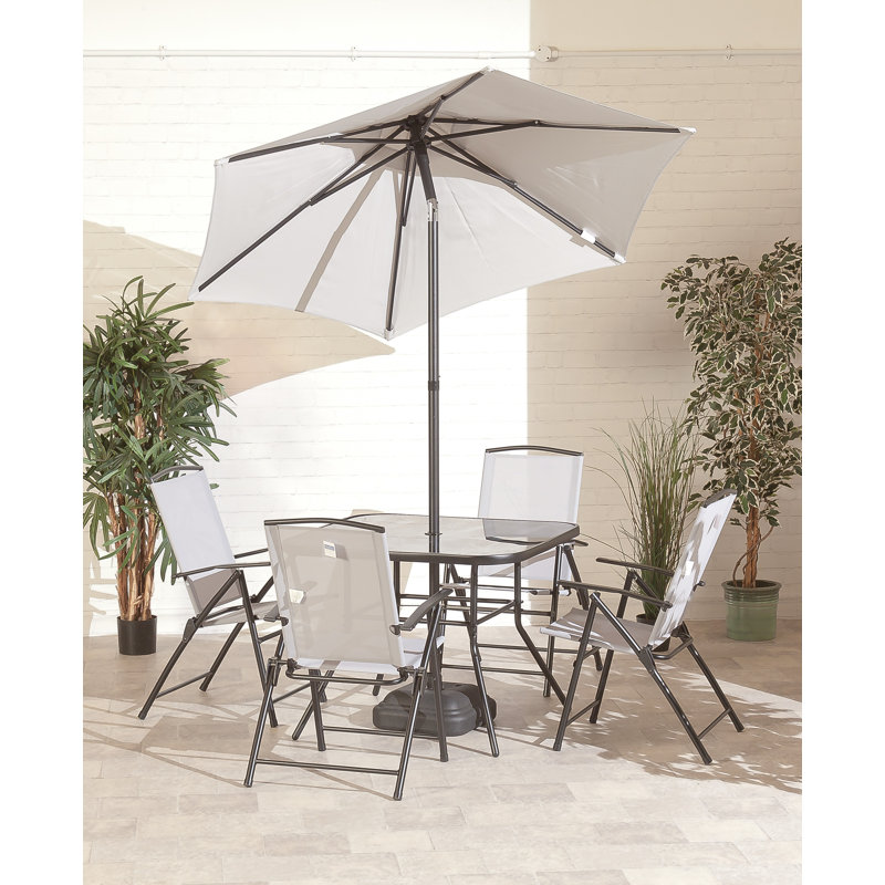 Square 6 - Piece 4 - Person 228.6Cm L Outdoor Table Set, Grey