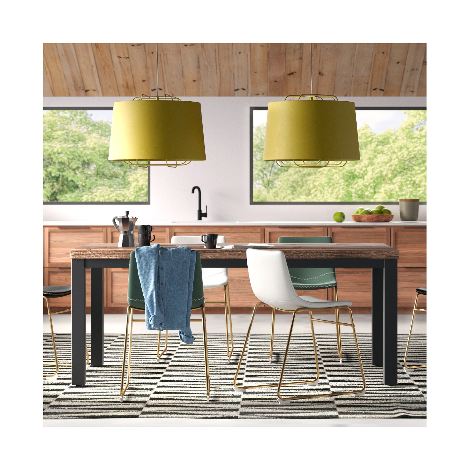 Perimeter Single Light Steel Dimmable Pendant, White, 17" H x 23" W x 23" D