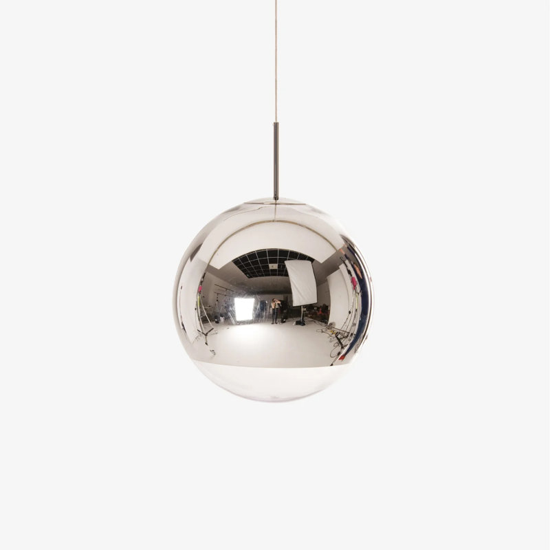 Luminaire suspendu sphère, Argent argent, H 14 po x l 14 po x P 16 po