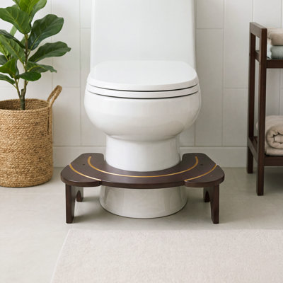 Tabouret de toilette en bambou – Repose-pieds ergonomique de 18 cm avec surface antidérapante – Design oreilles de chat peu encombrant, bois naturel – pour une meilleure posture dans la salle de bain – Couleur bois naturel