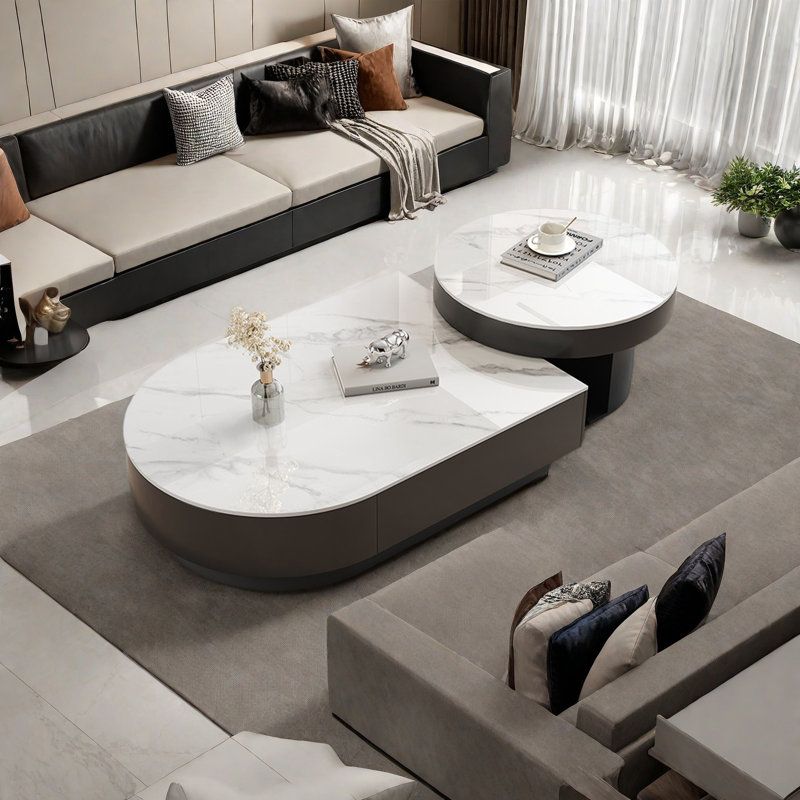 Ensemble de tables basses Luxury Granite, H 11,8 po x L 39,4 po x l 27,6 po