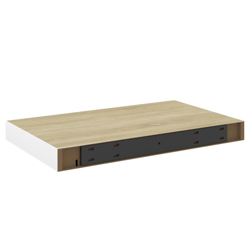Blye 4 Piece Floating Shelf, 3.8cm H x 50cm W x 23cm D, Oak/White