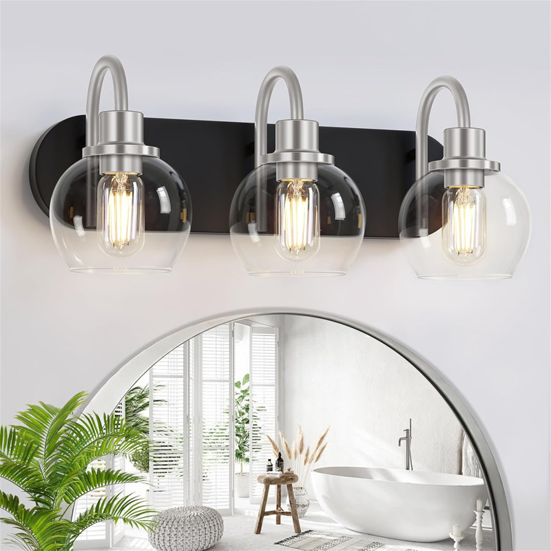 Lumière de meuble-lavabo à intensité variable, Noir mat/nickel brossé, 3