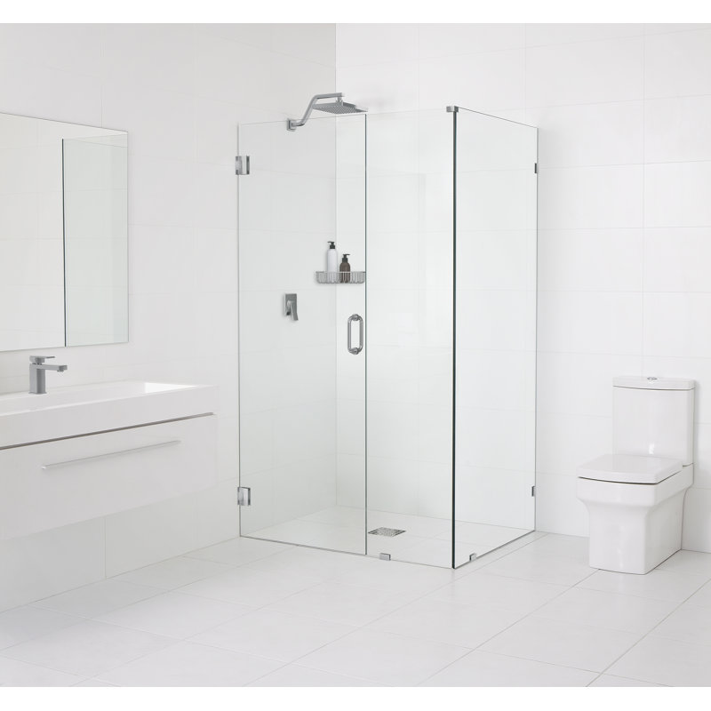 44.5" x 78" Hinged Frameless Shower Door, Brushed Nickel