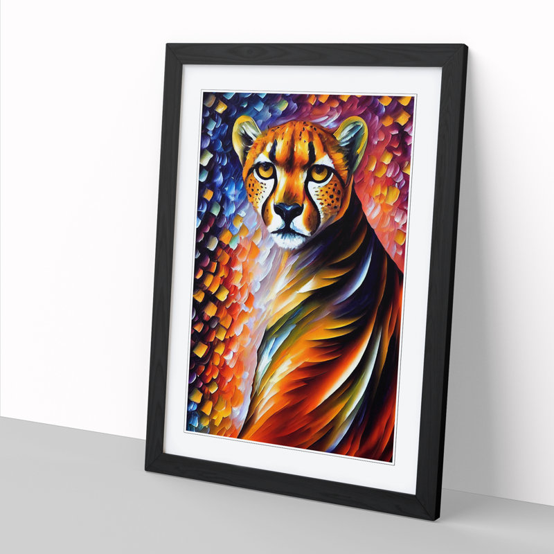 Painted Cheetah Vol.1 - Picture Frame Print, Black, 64cm H x 46cm W x 2cm D