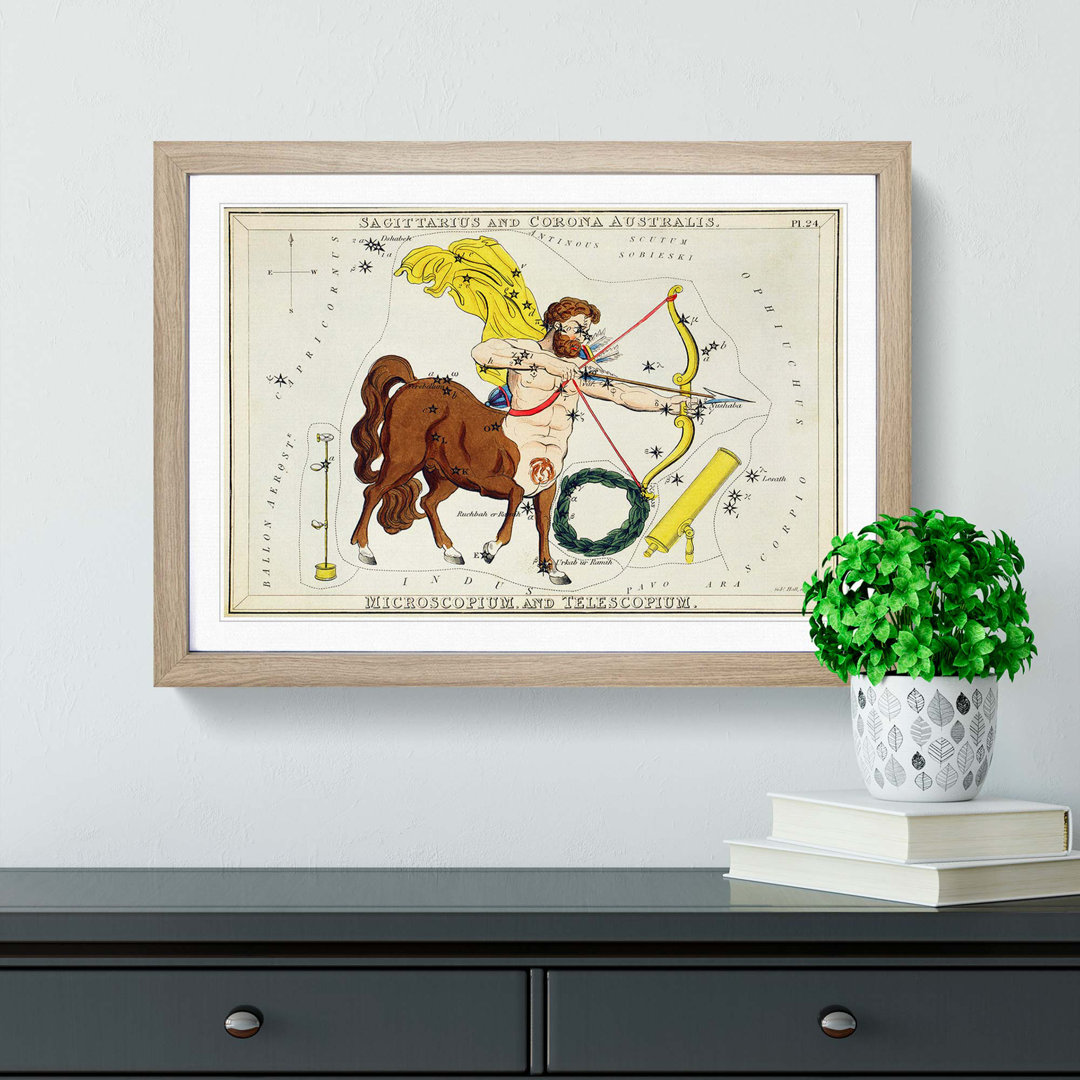 Astronomical Zodiac Chart Of The Sagittarius Framed Print