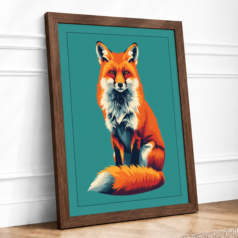 Fox Portrait Modern - Framed Print, Walnut, A4 - 29.7 x 21.0 cm