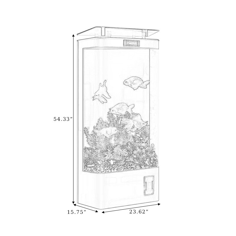 Aquarium 40-45 gallons, H 54,33 po x l 23,62 po x P 15,75 po, Blanc