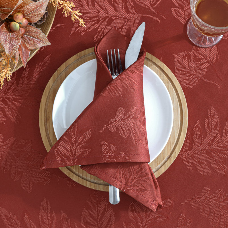 Rhone Polyester Floral Square Napkin, Spice Red