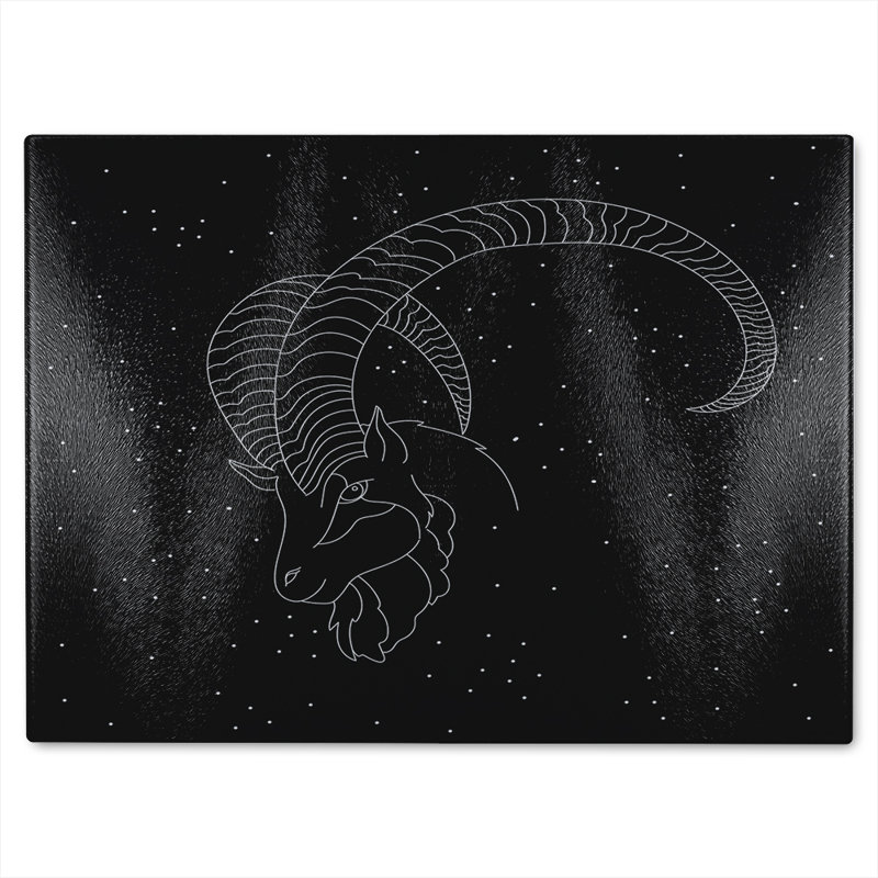 Capricorn Zodiac Sign Dining Glass Chopping Board, 40cm L x 28cm W