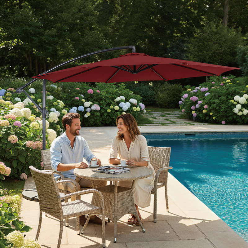 Parasol de patio résidentiel inclinable en aluminium 10 pi., Rouge