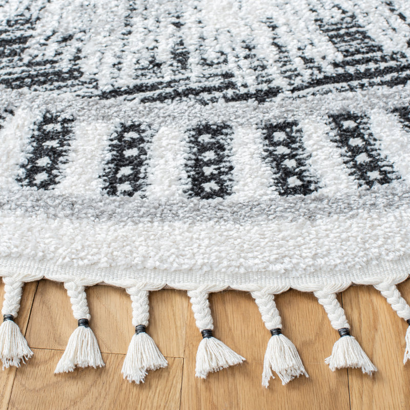 Weingarten Moroccan Tassel Shag Performance Geometric Rug, Square 6'7"