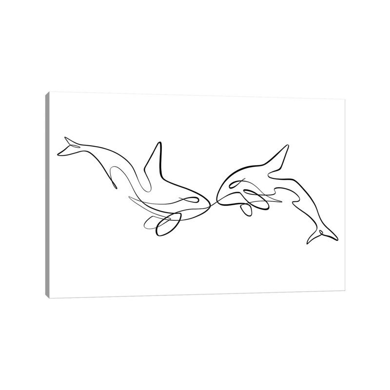 Orca Whales 1 Piece Wrapped Canvas Wall Art, 20.32 cm H x 30.48 cm W
