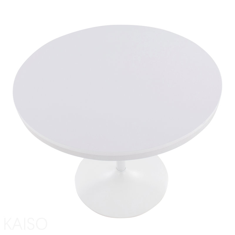 Table de salle à manger en acier blanc et bois blanc