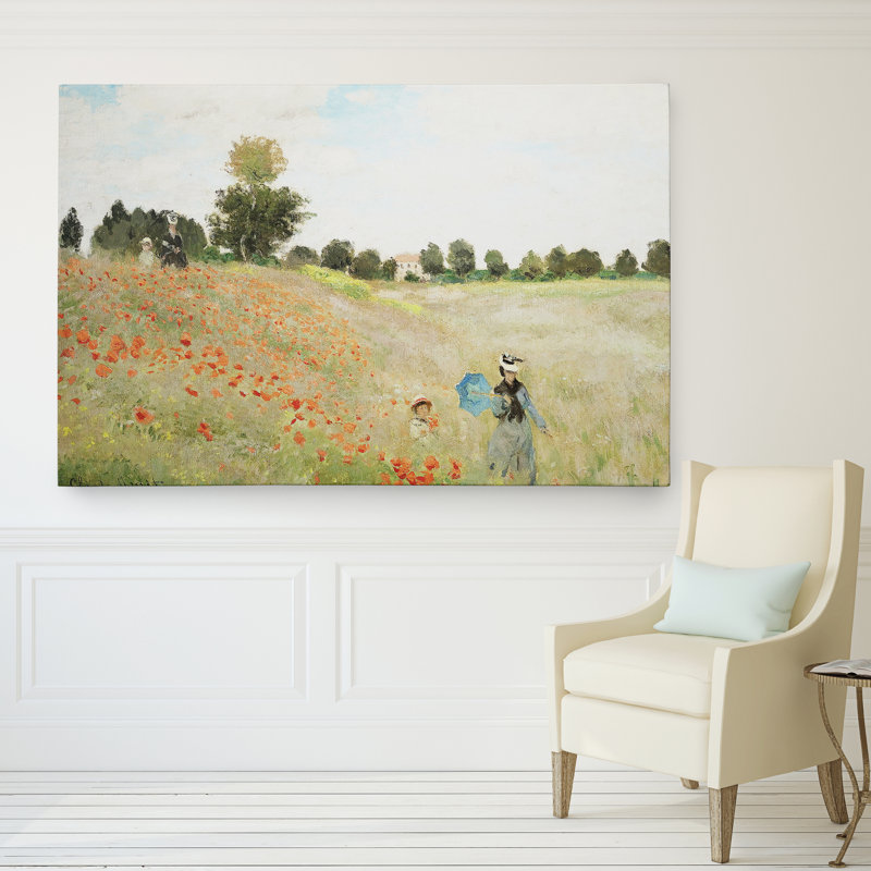 «Poppy Field» par Claude Monet, reproduction, H 18 po x l 27 po, Toile tendue, Sans cadre
