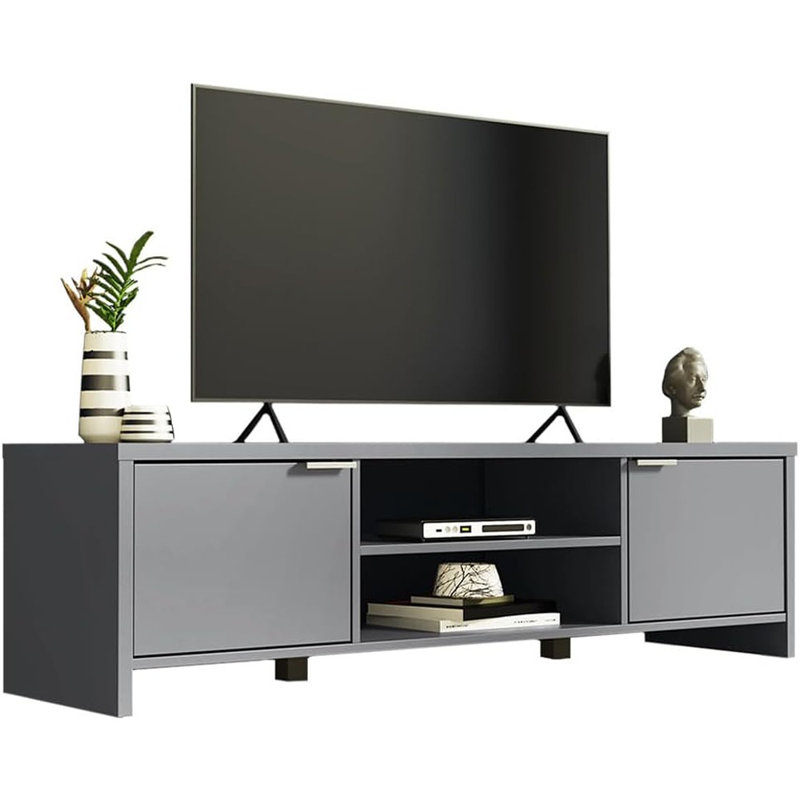 TV Stand with Cabinet Storage and Open Shelves for 55, 65 Inch Media Storage Gaming Media Console Living Room Entertainment Center Modern Wooden Television Cabinet