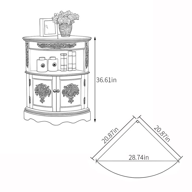 Élégante armoire d'angle multifonctionnelle rétro, Blue