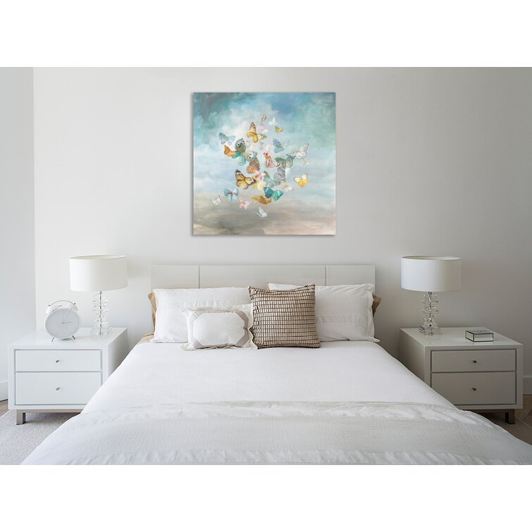 August Grove® Love Heart Butterflies Canvas Wall Art Beautiful L On Canvas  Print