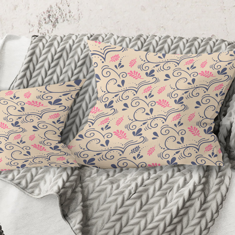 Botanical Pattern X Pillow, 16" x 16"