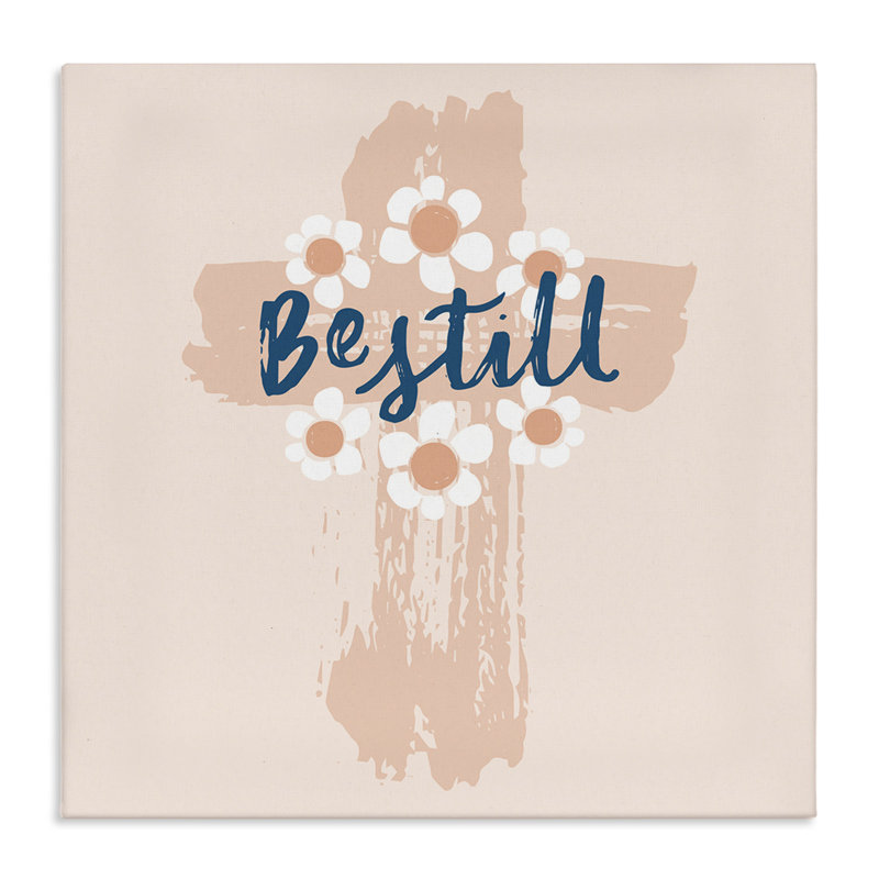 "Be Still" Pastel Cross, toile par Blue Chair Blessing, H 17 po x l 17 po