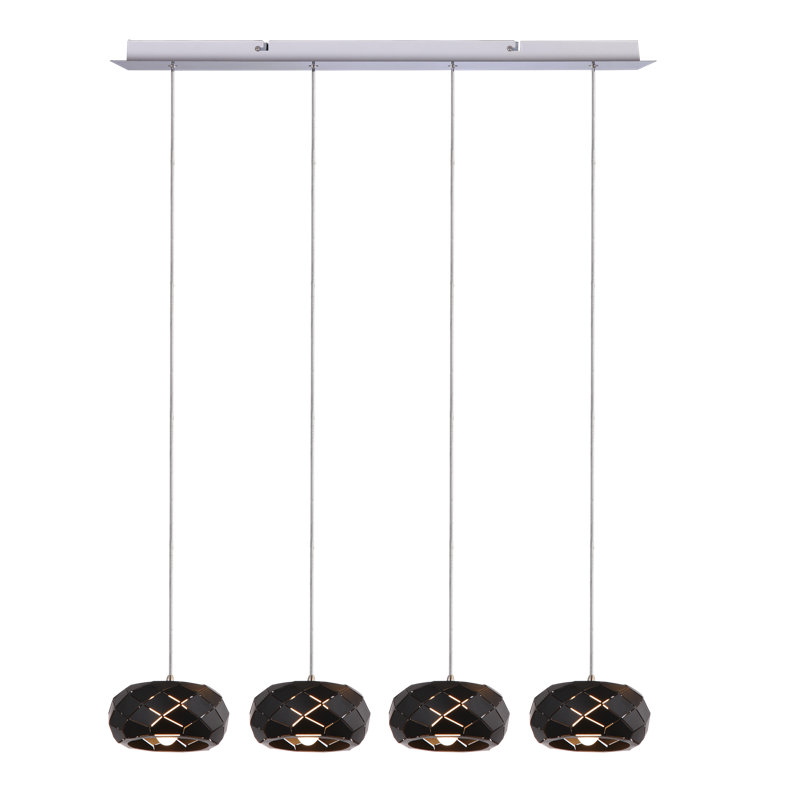 Luminaire suspendu tambour en grappe 4 lumières DEL Bixby, Noir