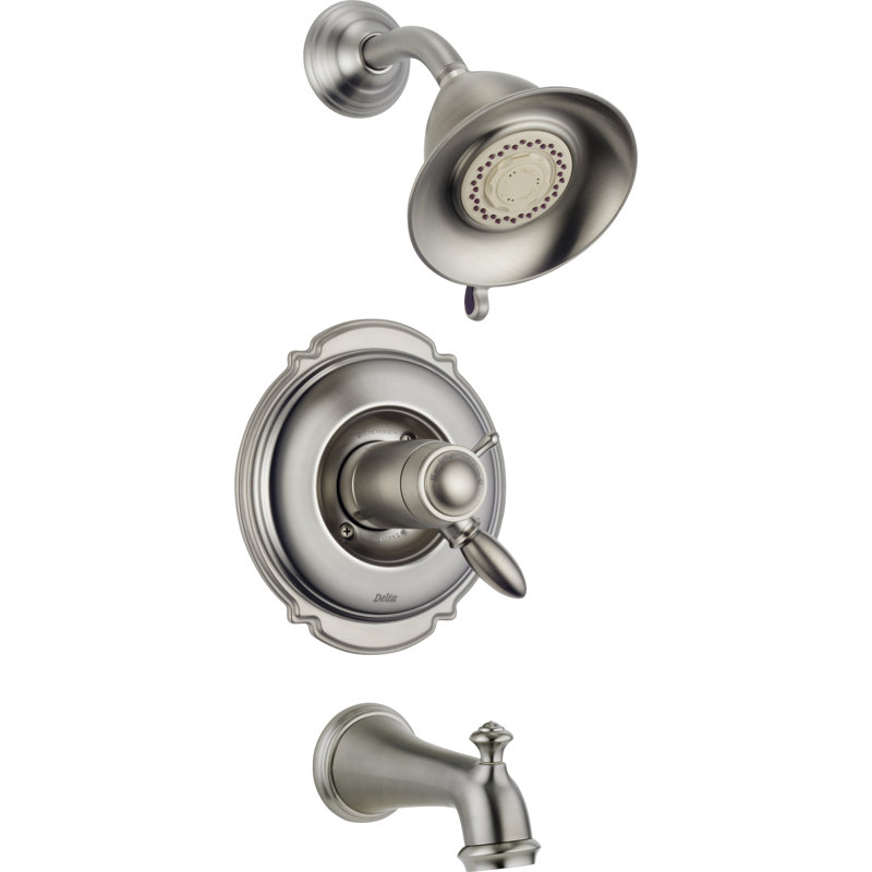 Robinet de baignoire et douche à inverseur Victorian avec poignées levier et TempAssure, Acier inoxydable Brilliance