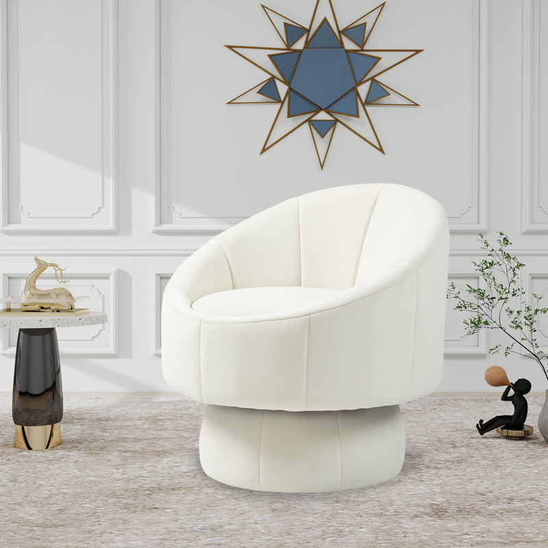 Fauteuil demi-tonneau en velours, Velours beige