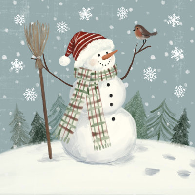 Jolly Snowman I by Victoria Barnes - Wrapped Canvas Painting