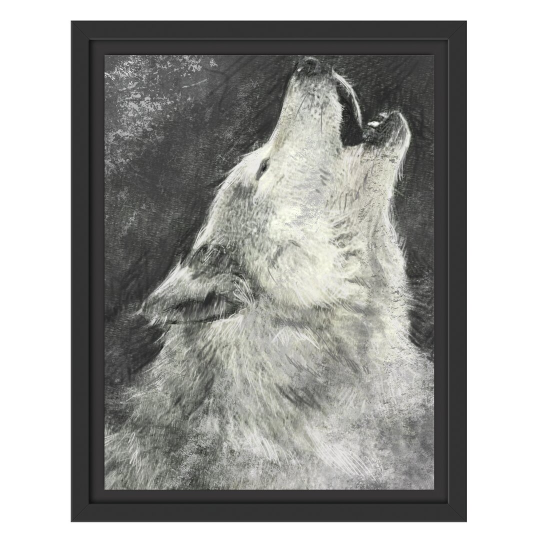 Gerahmtes Wandbild Heulender Wolf Kunst