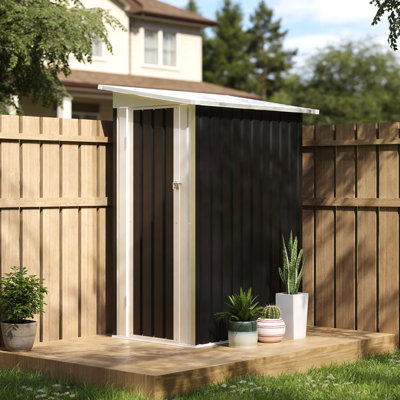 4.3x2.5FT Pent Roof Design Metal Garden Storage Shed for Backyard & Patio