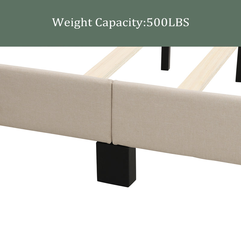 Grand lit plateforme tapissier capitonné, Beige