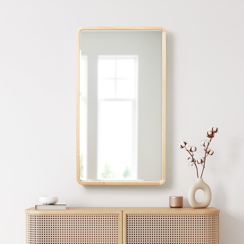 Branca Wood Flat Mirror, 36" x 20", Natural