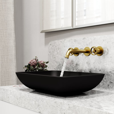Lavabo de salle de bain vasque rectangulaire noir avec robinet H 3 po Sottile MatteShell