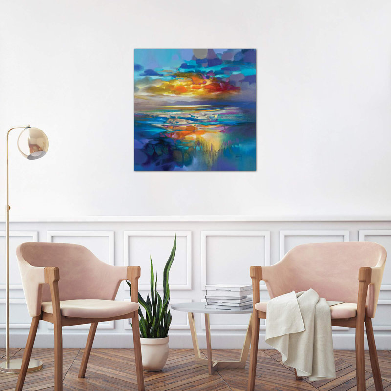 Liquid Cyan by Scott Naismith - Wrapped Canvas Painting, 45.72 cm H x 45.72 cm W x 1.91 cm D
