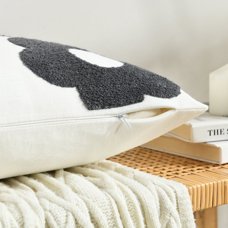 Coussin en pur coton, Gris, Polyester