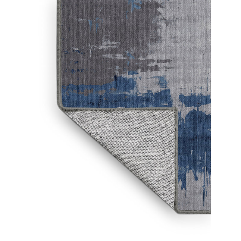 Machine Washable Gray Area Rug, Square 7'