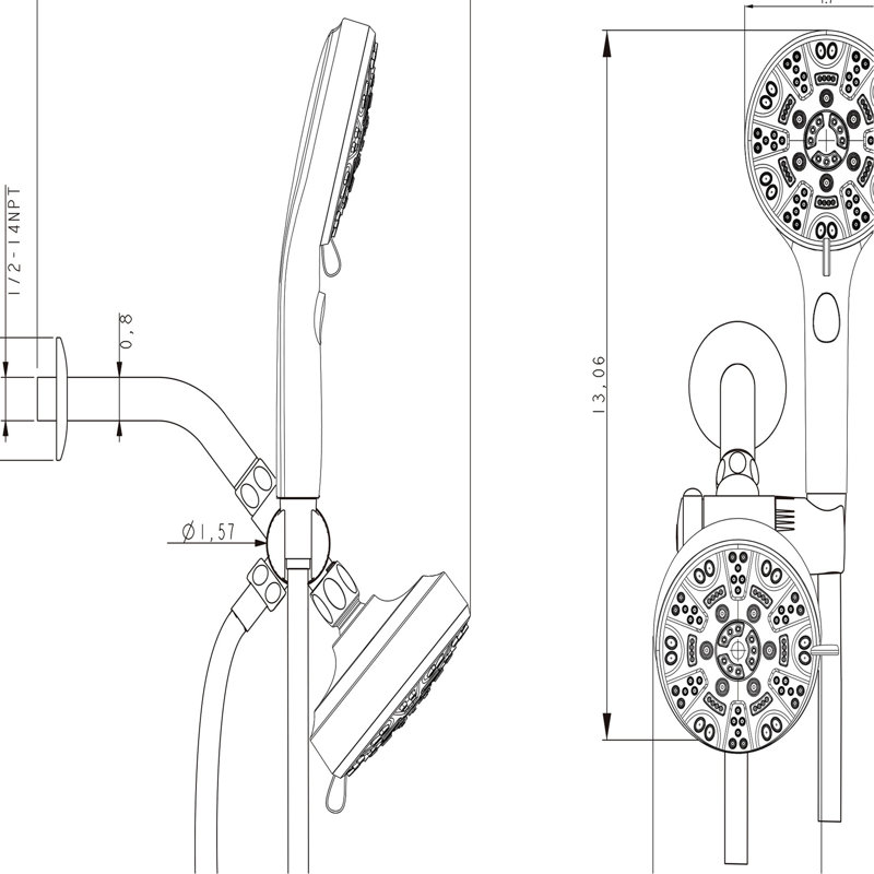 Matte Black Shower With 59" Stainless Steel Hose & 8 Handheld 4.7" Gel Nozzle Rain Showerhead, Matte Black