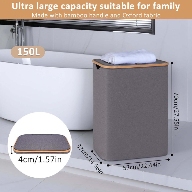 Bhargava Laundry Hamper with Handles, Grey