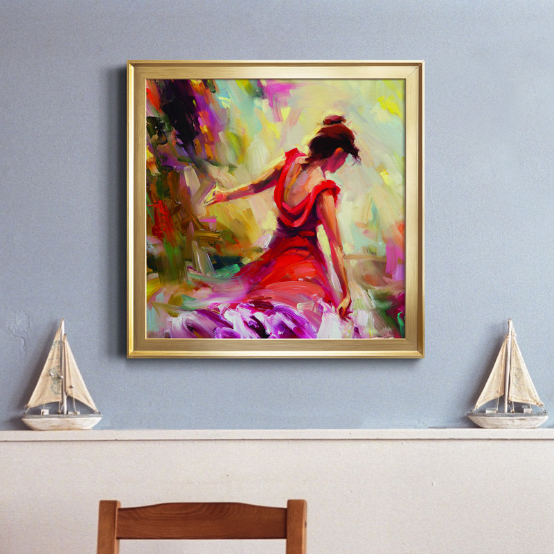 Danseuse - reproduction de cadre photo sur toile, Toile avec cadre or, H 30,5 po x l 30,5 po x P 1,5 po