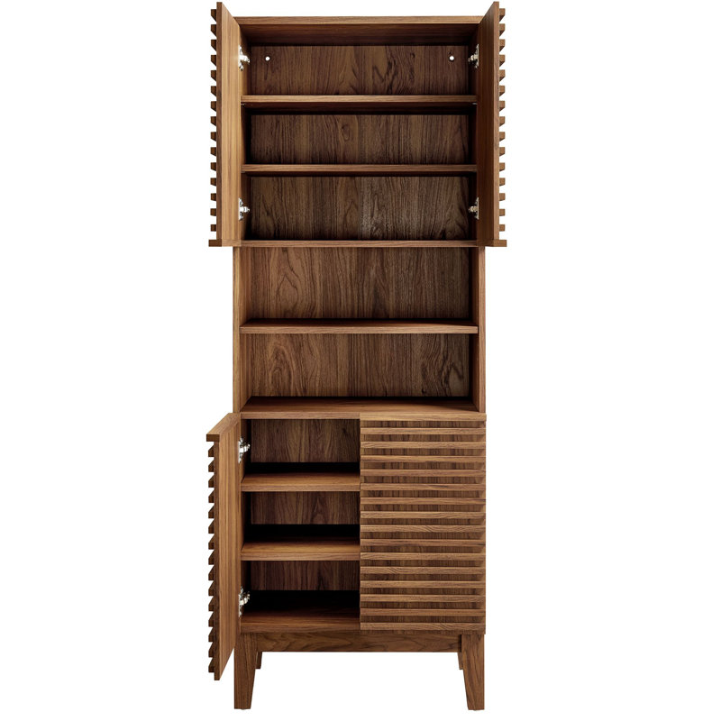 Render Tall Bathroom Storage Cabinet In Walnut, Walnut