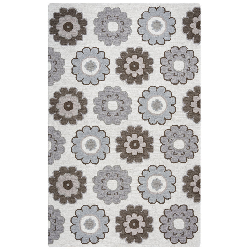 Bargnare Wool Floral Indoor Rug, Rectangle 9' x 12'