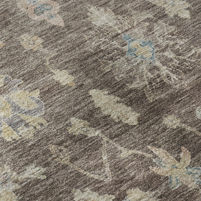 Tapis damassé de qualité supérieure Mayfield AMF2355, Chocolat, 5 pi x 7 pi 6 po