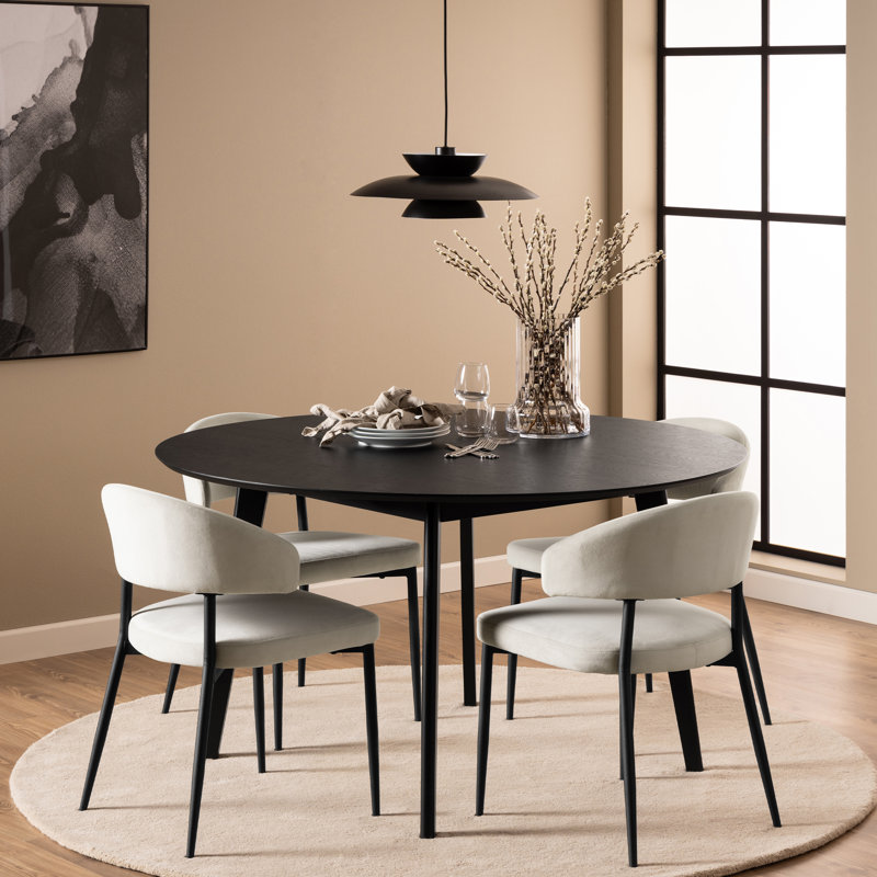 Fenja Round Dining Table, Black, 76 H x 140 L x 140 W cm