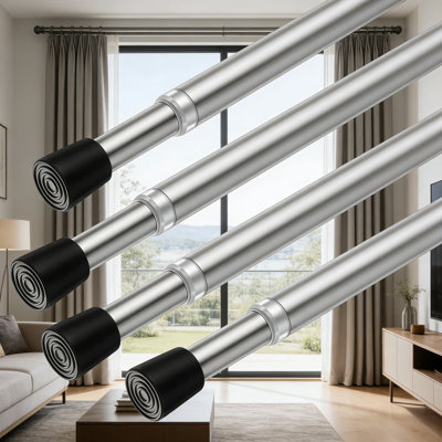 Adjustable Spring Tension Curtain Rods No Drill Needed Expandable Shower Rods For Window Drapes Sturdy Anti-Slip Design Easy Installation