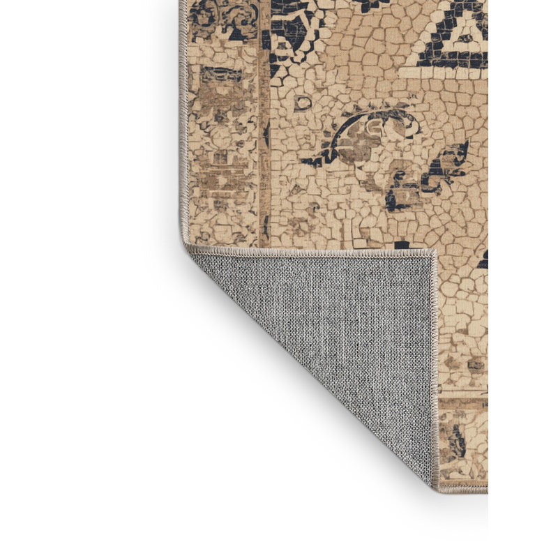Tapis brun et beige à motif abstrait moderne et contemporain lavable à la machine Hanoukka Ritner, 4 x 6