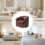 Fauteuil demi-tonneau pivotant en cuir véritable de 30,5 po de largeur avec base en bois massif Amiir-1080453657