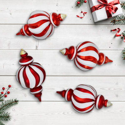 Shatterproof Commercial Size Finial Christmas Ornaments - 10" - Set Of 4
