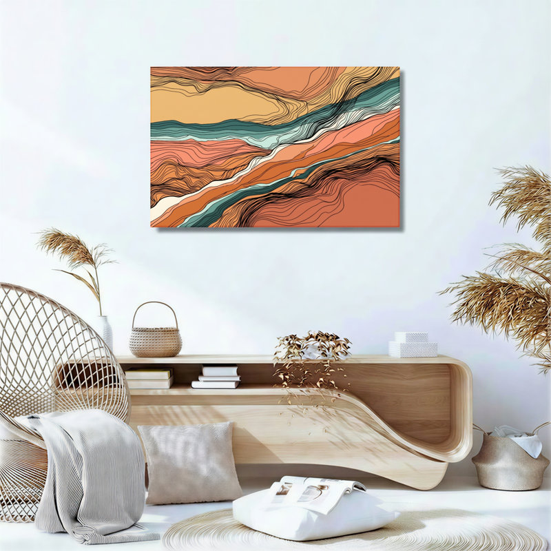 Ensemble de 1 tableau abstrait sur toile représentant un paysage, 36"H x 48"W, Wrapped Canvas